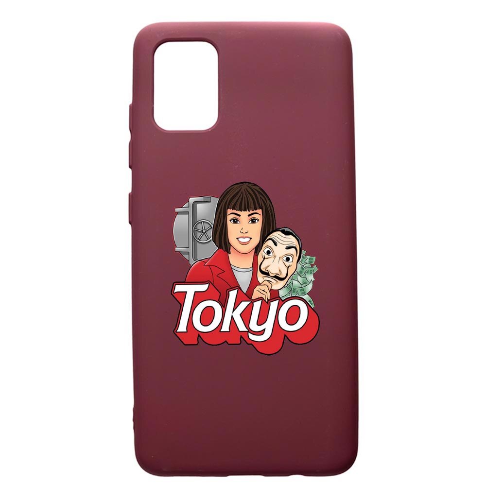 Husa Premium Silicon compatibila cu Samsung Galaxy A51, La Casa De Papel Tokyo, cu interiorul din material textil, protectie camera, Burgundy, PBR717