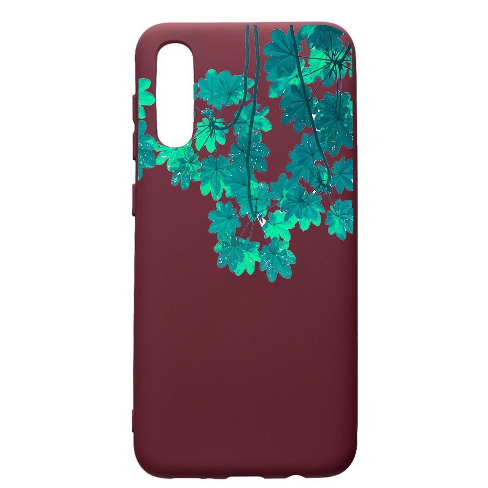 Husa Premium Silicon compatibila cu Samsung Galaxy A50, Green Forest, cu interiorul din material textil, protectie camera, Burgundy, PBR682