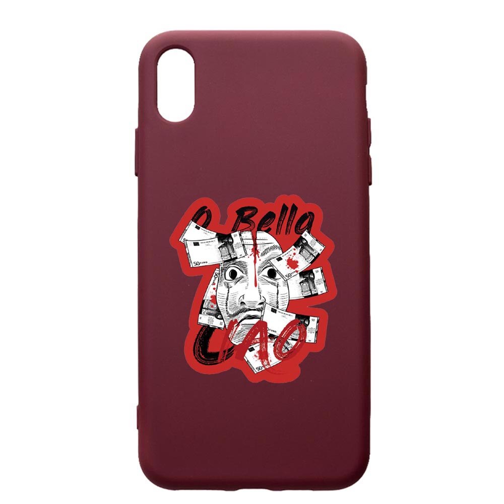 Husa Premium Silicon compatibila cu Samsung Galaxy A10, La Casa De Papel, cu interiorul din material textil, protectie camera, Burgundy, PBR716