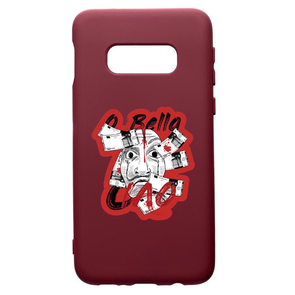 Husa Premium Silicon compatibila cu Samsung Galaxy S8, La Casa De Papel, cu interiorul din material textil, protectie camera, Burgundy, PBR716