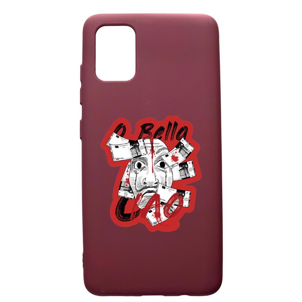 Husa Premium Silicon compatibila cu Apple iPhone 12 Pro Max, La Casa De Papel, cu interiorul din material textil, protectie camera, Burgundy, PBR716