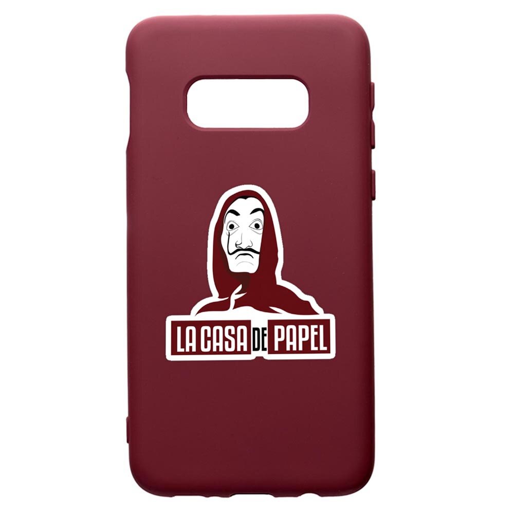 Husa Premium Silicon compatibila cu Samsung Galaxy S10E, La Casa De Papel, cu interiorul din material textil, protectie camera, Burgundy, PBR719