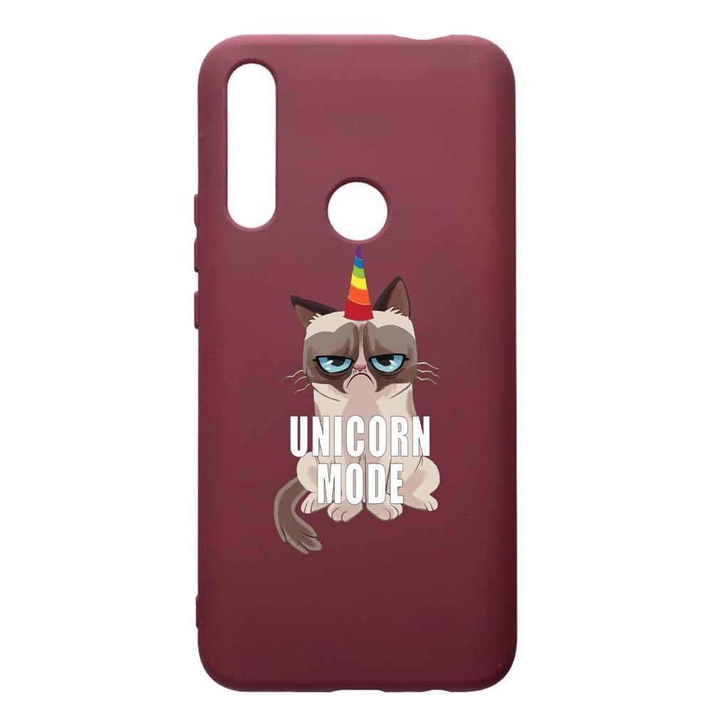 Husa Premium Silicon compatibila cu Huawei P Smart Z, Meme - Gumpy Unicorn Mode, cu interiorul din material textil, protectie camera, Burgundy, PBR654