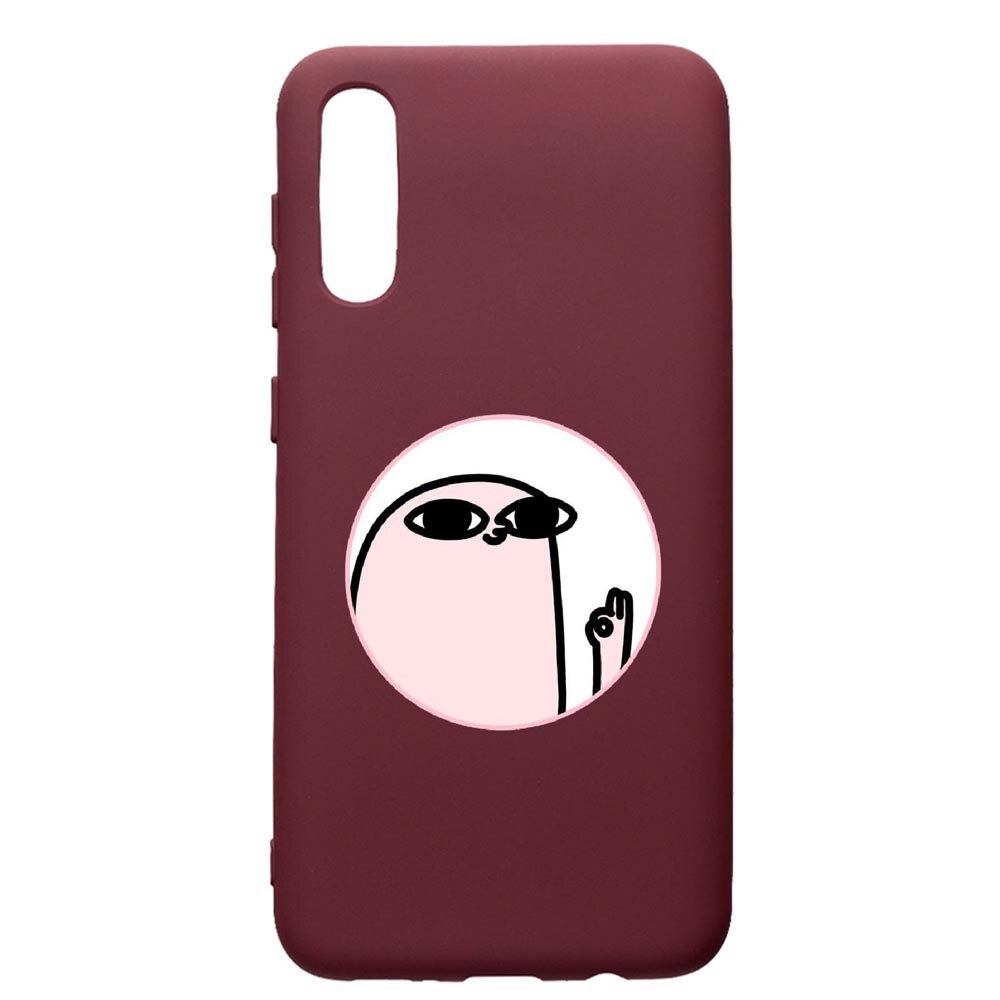 Husa Premium Silicon compatibila cu Samsung Galaxy A30S, Meme, cu interiorul din material textil, protectie camera, Burgundy, PBR658