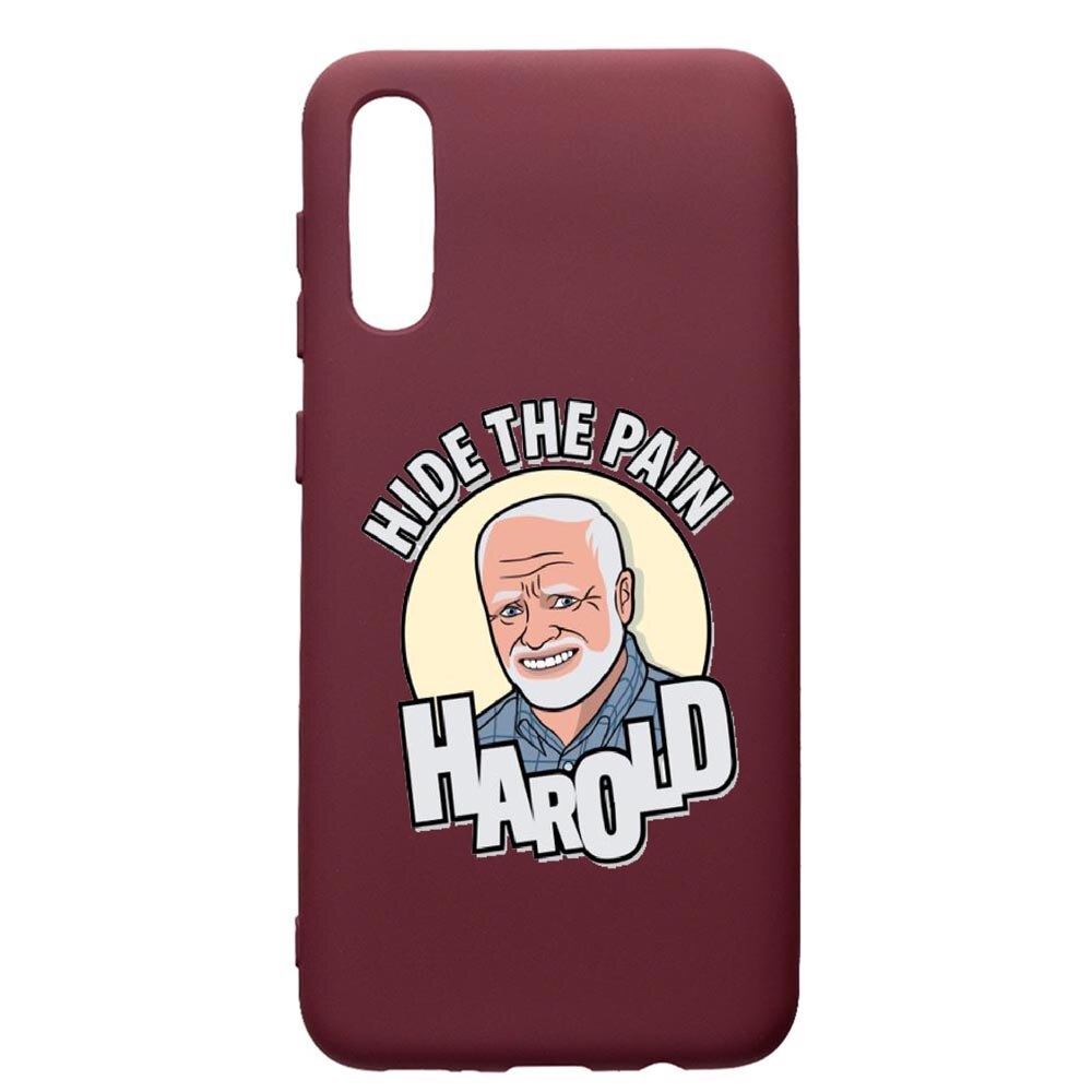 Husa Premium Silicon compatibila cu Samsung Galaxy A30S, Meme - Harold, cu interiorul din material textil, protectie camera, Burgundy, PBR662