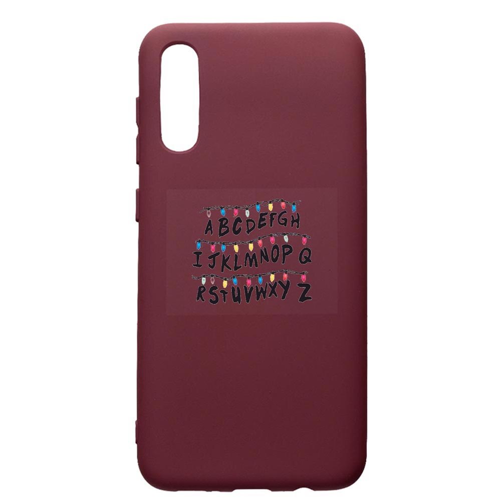 Husa Premium Silicon compatibila cu Samsung Galaxy A30S, Stranger Things, cu interiorul din material textil, protectie camera, Burgundy, PBR720