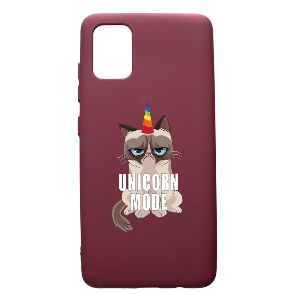 Husa Premium Silicon compatibila cu Samsung Galaxy A51, Meme - Gumpy Unicorn Mode, cu interiorul din material textil, protectie camera, Burgundy, PBR654