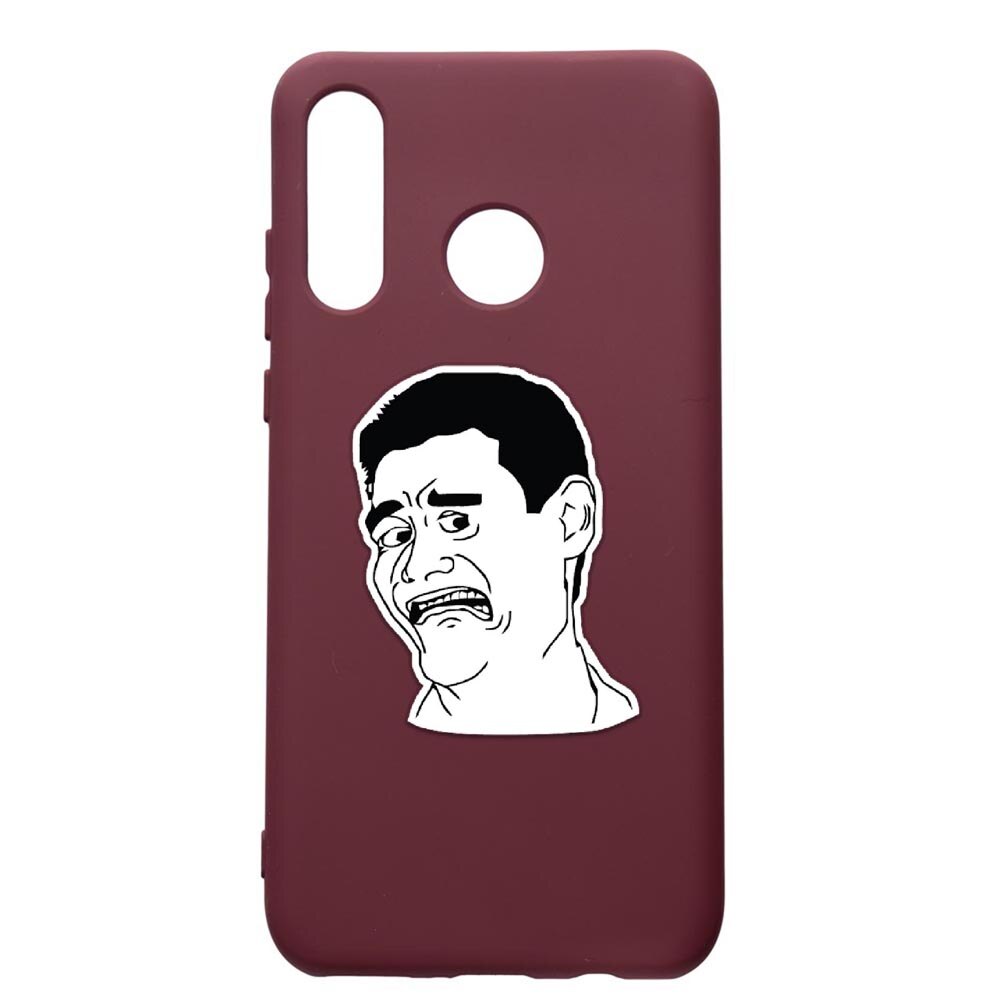 Husa Premium Silicon compatibila cu Huawei P30 Lite, Meme - Harold, cu interiorul din material textil, protectie camera, Burgundy, PBR660