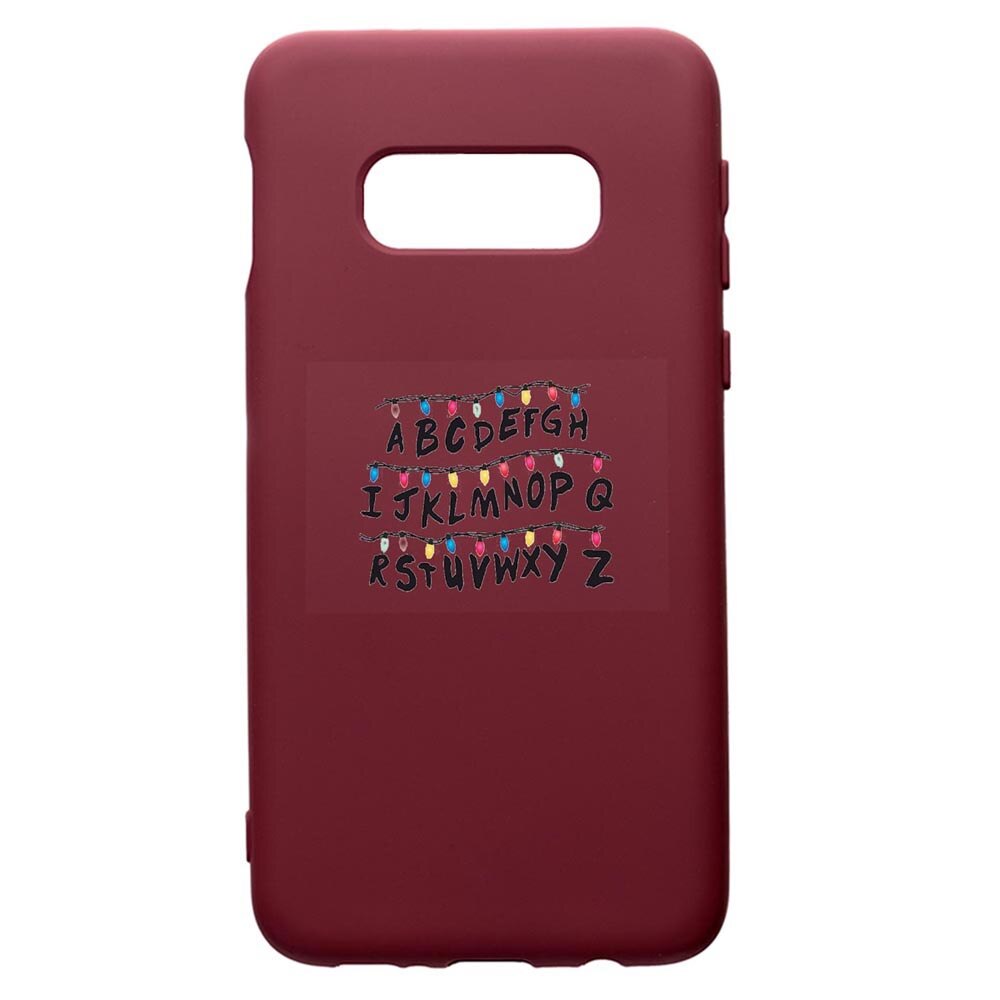 Husa Premium Silicon compatibila cu Samsung Galaxy S10E, Stranger Things, cu interiorul din material textil, protectie camera, Burgundy, PBR720