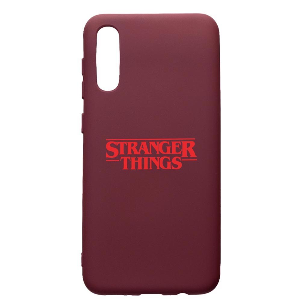 Husa Premium Silicon compatibila cu Samsung Galaxy A50, Stranger Things, cu interiorul din material textil, protectie camera, Burgundy, PBR721