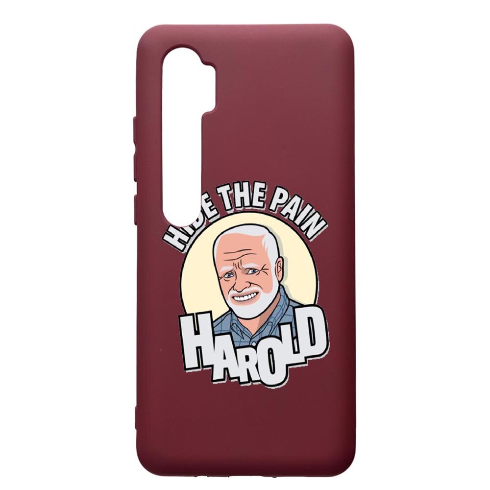 Husa Premium Silicon compatibila cu Xioami Mi Note 10, Meme - Harold, cu interiorul din material textil, protectie camera, Burgundy, PBR662