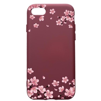 Husa Premium Silicon compatibila cu Apple iPhone SE 2 / iPhone 8 / iPhone 7, Pastel colors Flowers, cu interiorul din material textil, protectie camera, Burgundy, PBR694 Husa Premium Silicon compatibila cu Apple iPhone SE 2 / iPhone 8 / iPhone 7, Pastel colors Flowers, cu interiorul din material textil, protectie camera, Burgundy, PBR694