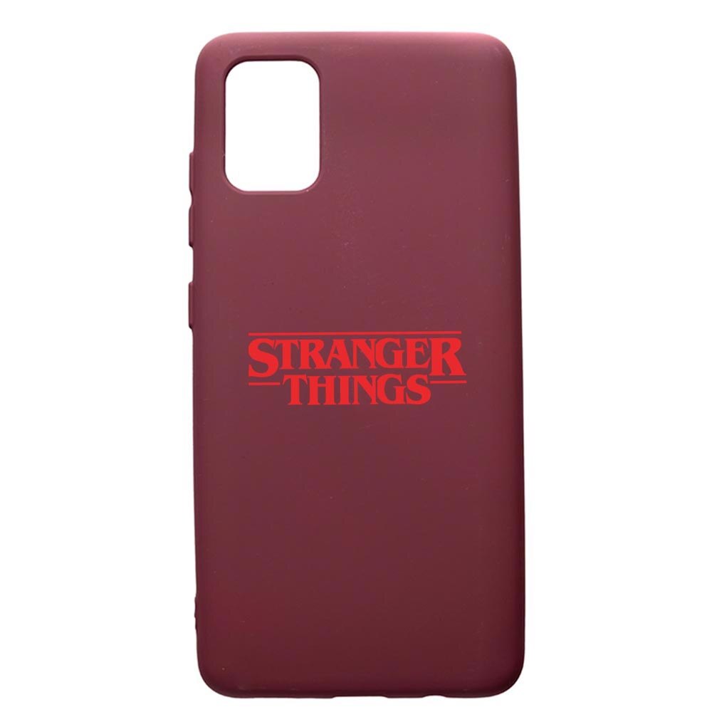 Husa Premium Silicon compatibila cu Samsung Galaxy A51, Stranger Things, cu interiorul din material textil, protectie camera, Burgundy, PBR721