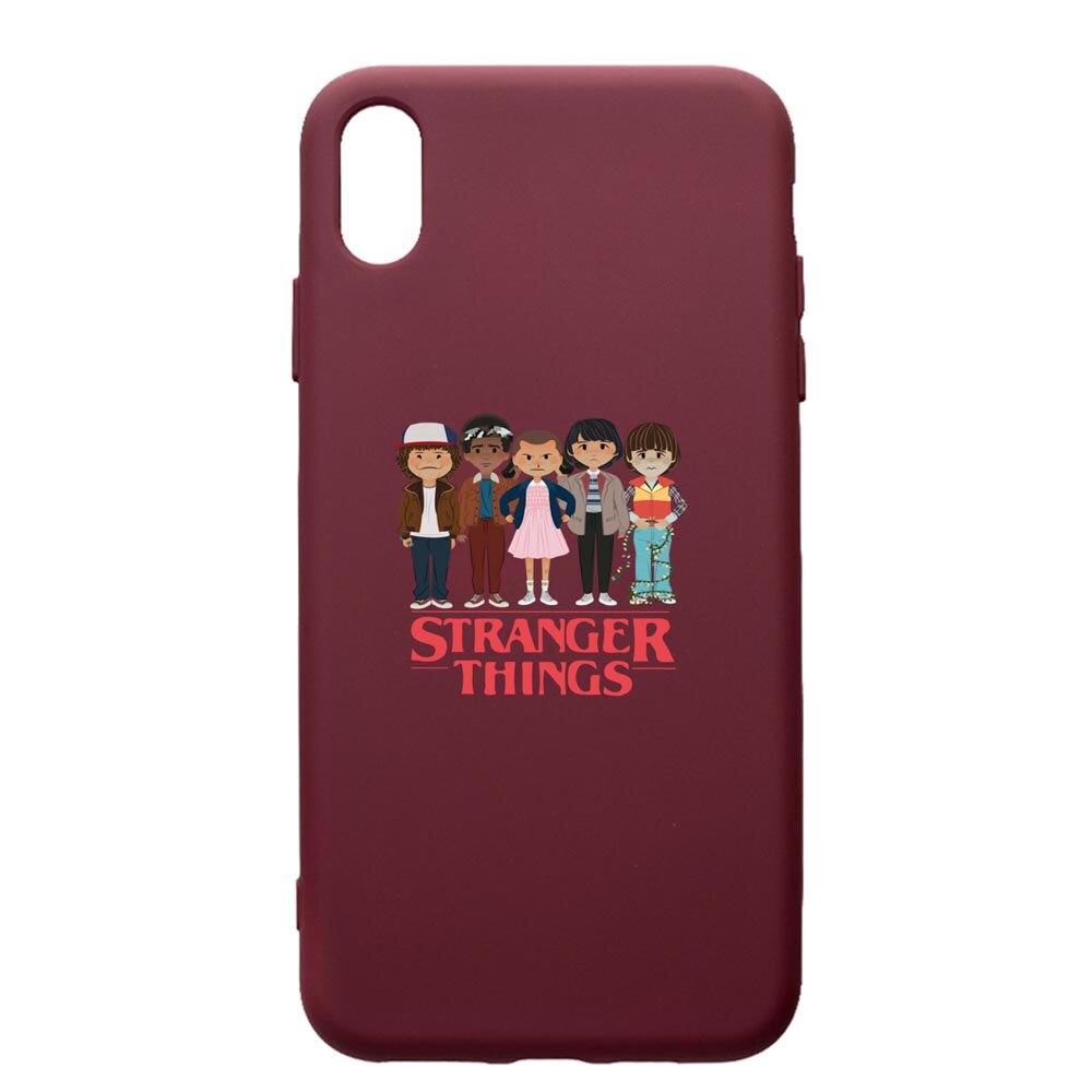 Husa Premium Silicon compatibila cu Samsung Galaxy A10, Stranger Things, cu interiorul din material textil, protectie camera, Burgundy, PBR722