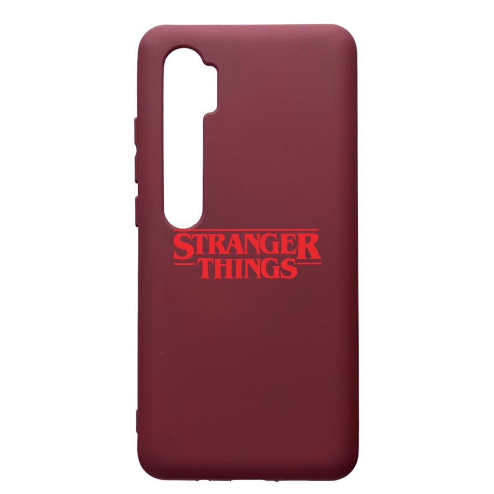 Husa Premium Silicon compatibila cu Xioami Mi Note 10, Stranger Things, cu interiorul din material textil, protectie camera, Burgundy, PBR721