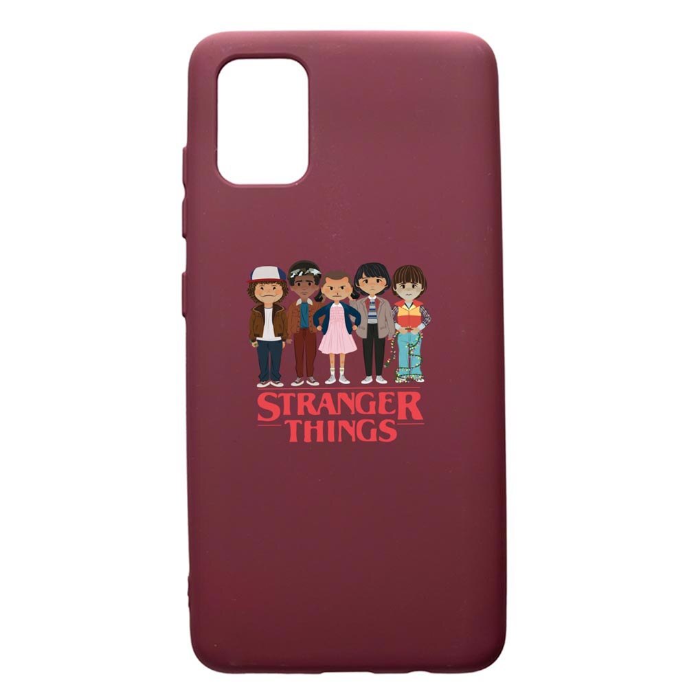 Husa Premium Silicon compatibila cu Samsung Galaxy A51, Stranger Things, cu interiorul din material textil, protectie camera, Burgundy, PBR722