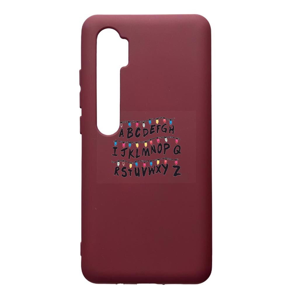 Husa Premium Silicon compatibila cu Xioami Mi Note 10, Stranger Things, cu interiorul din material textil, protectie camera, Burgundy, PBR720