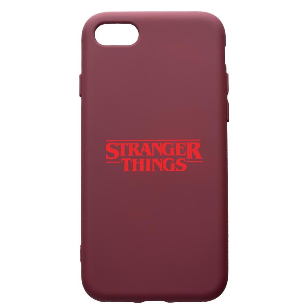 Husa Premium Silicon compatibila cu Apple iPhone SE 2 / iPhone 8 / iPhone 7, Stranger Things, cu interiorul din material textil, protectie camera, Burgundy, PBR721