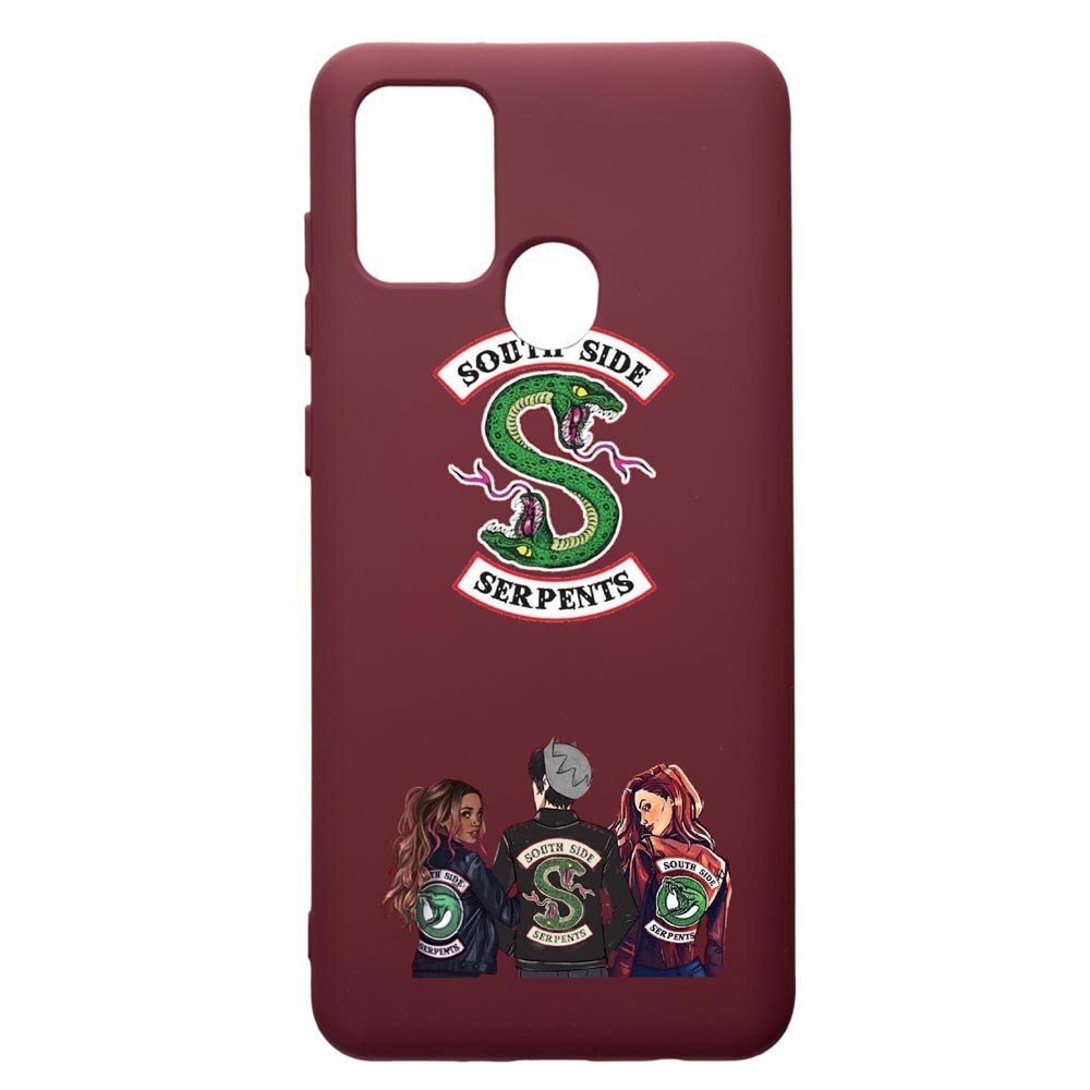 Husa Premium Silicon compatibila cu Samsung Galaxy A21S, Riverdale, cu interiorul din material textil, protectie camera, Burgundy, PBR723