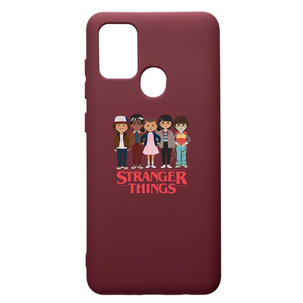 Husa Premium Silicon compatibila cu Samsung Galaxy A21S, Stranger Things, cu interiorul din material textil, protectie camera, Burgundy, PBR722