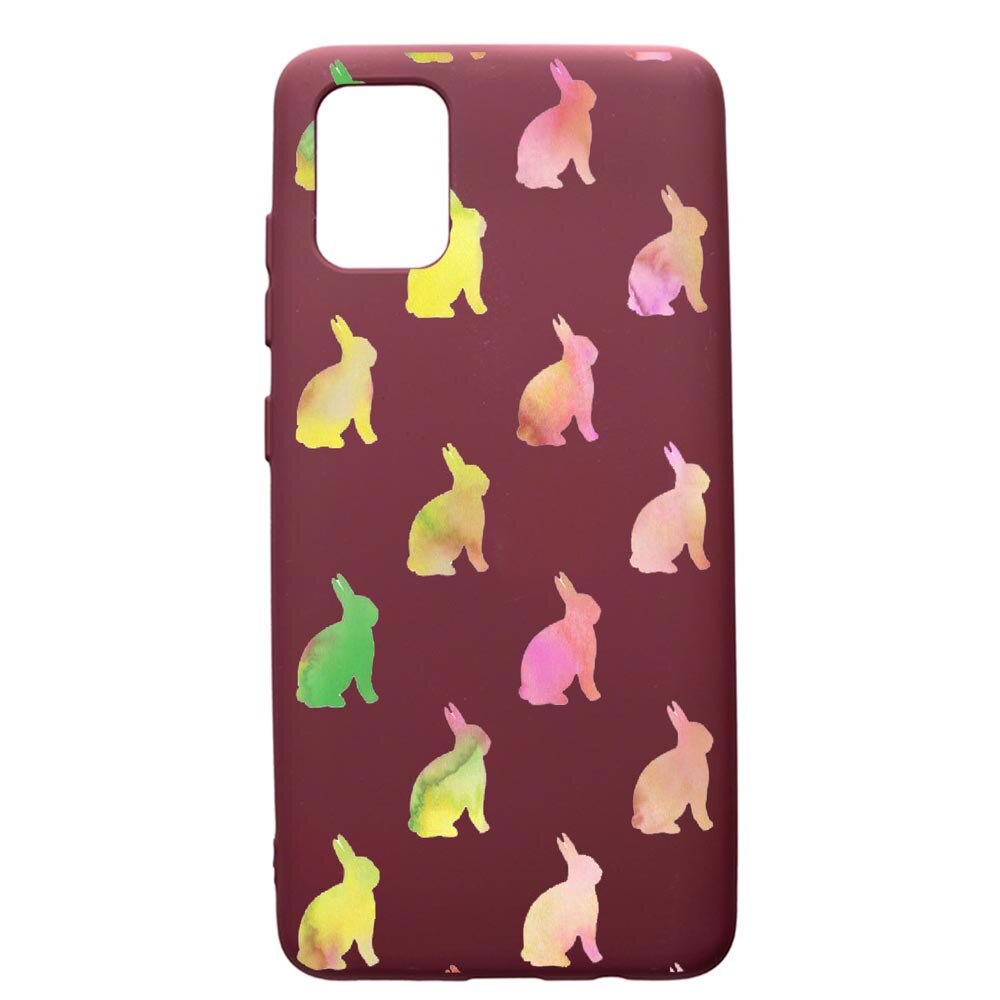 Husa Premium Silicon compatibila cu Samsung Galaxy S20 Plus, Cool Rabbits, cu interiorul din material textil, protectie camera, Burgundy, PBR695