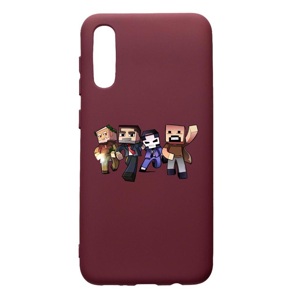Husa Premium Silicon compatibila cu Samsung Galaxy A50, Minecraft, cu interiorul din material textil, protectie camera, Burgundy, PBR727