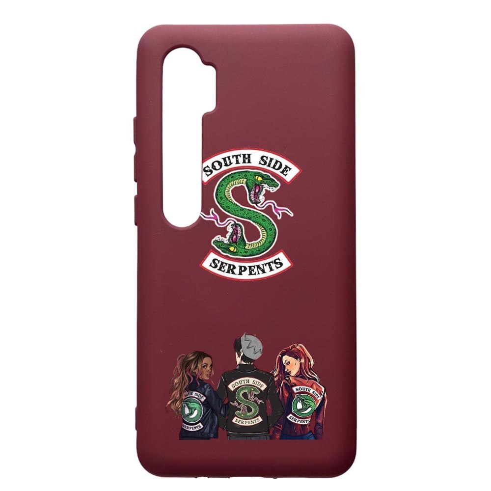 Husa Premium Silicon compatibila cu Xioami Mi Note 10, Riverdale, cu interiorul din material textil, protectie camera, Burgundy, PBR723