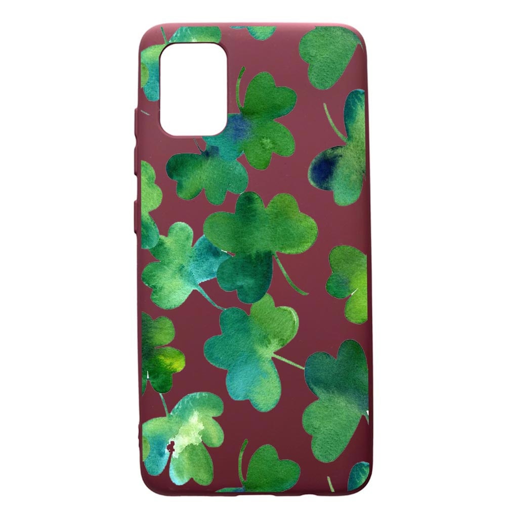 Husa Premium Silicon compatibila cu Apple iPhone 11 Pro Max, Green Leaf, cu interiorul din material textil, protectie camera, Burgundy, PBR697