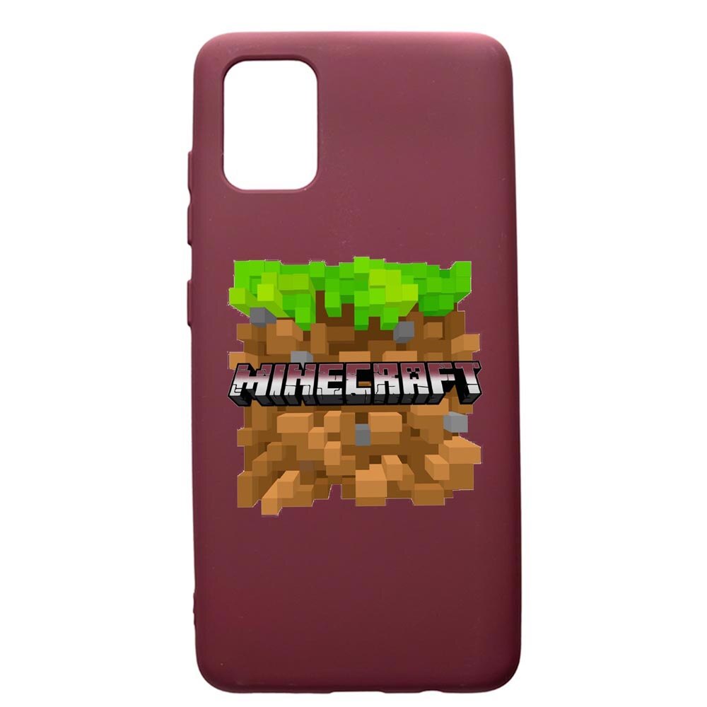 Husa Premium Silicon compatibila cu Samsung Galaxy A51, Minecraft, cu interiorul din material textil, protectie camera, Burgundy, PBR726
