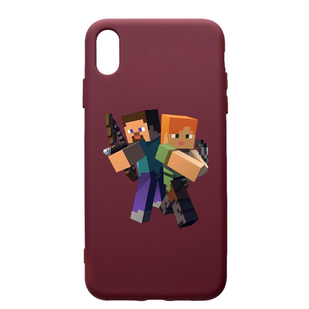 Husa Premium Silicon compatibila cu Samsung Galaxy A10, Minecraft, cu interiorul din material textil, protectie camera, Burgundy, PBR728