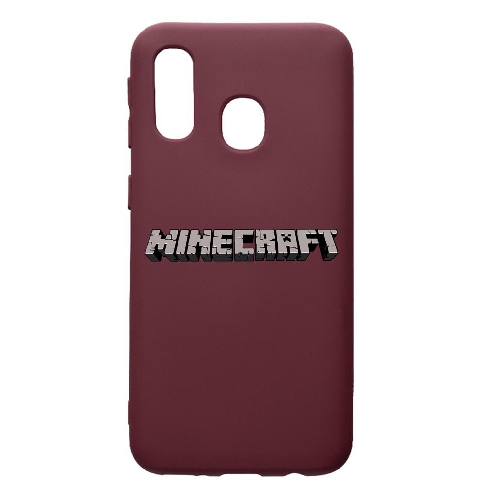 Husa Premium Silicon compatibila cu Samsung Galaxy A40, Minecraft, cu interiorul din material textil, protectie camera, Burgundy, PBR729