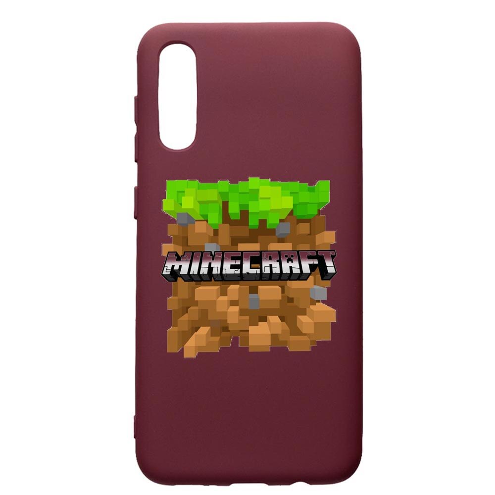 Husa Premium Silicon compatibila cu Samsung Galaxy A30S, Minecraft, cu interiorul din material textil, protectie camera, Burgundy, PBR726