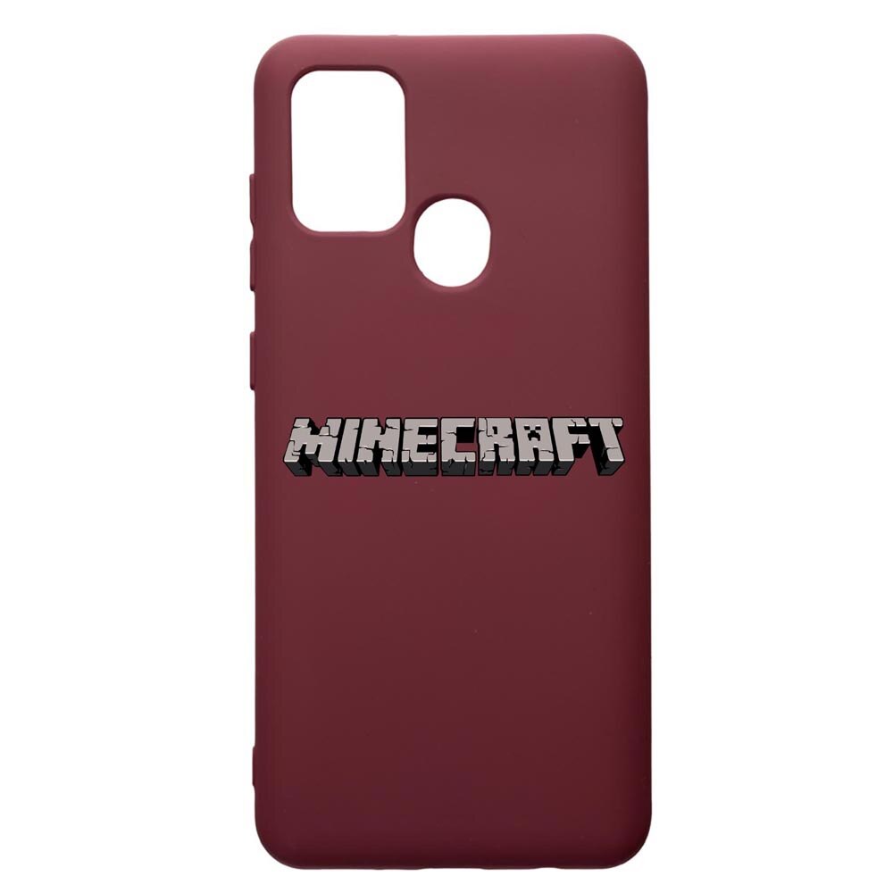 Husa Premium Silicon compatibila cu Samsung Galaxy A21S, Minecraft, cu interiorul din material textil, protectie camera, Burgundy, PBR729