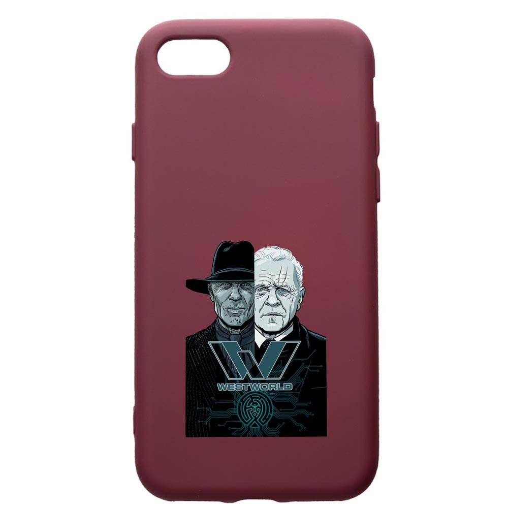 Husa Premium Silicon compatibila cu Apple iPhone SE 2 / iPhone 8 / iPhone 7, Westworld, Movie, cu interiorul din material textil, protectie camera, Burgundy, PBR678