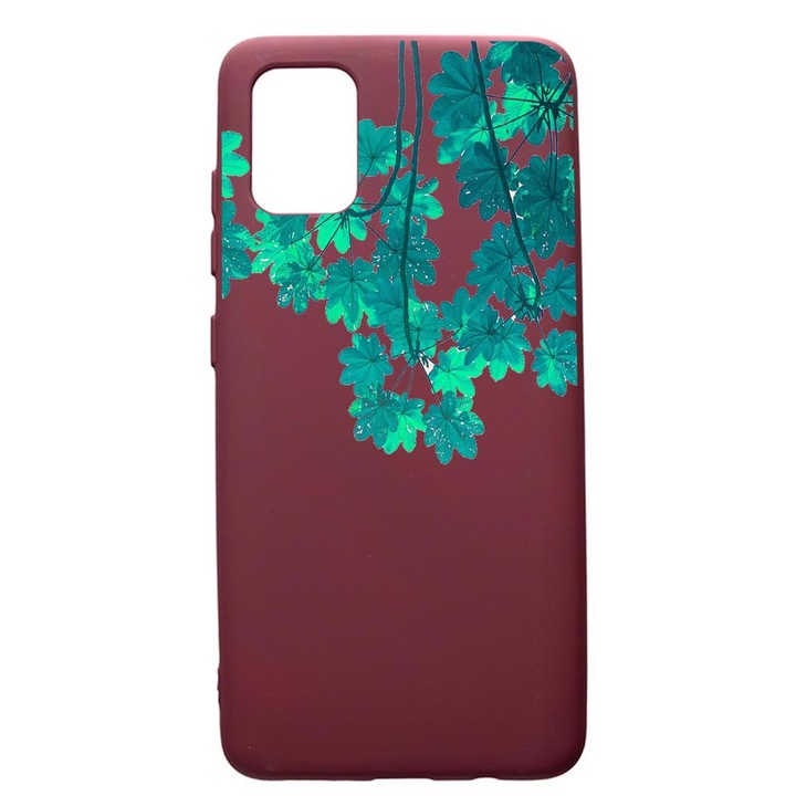 Husa Premium Silicon compatibila cu Apple iPhone 12 Pro Max, Green Forest, cu interiorul din material textil, protectie camera, Burgundy, PBR682