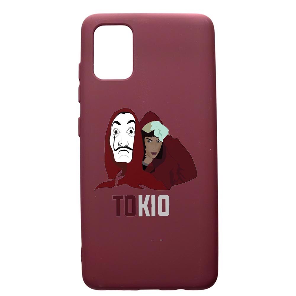 Husa Premium Silicon compatibila cu Apple iPhone 11 Pro Max, La Casa De Papel - Tokyo, cu interiorul din material textil, protectie camera, Burgundy, PBR710