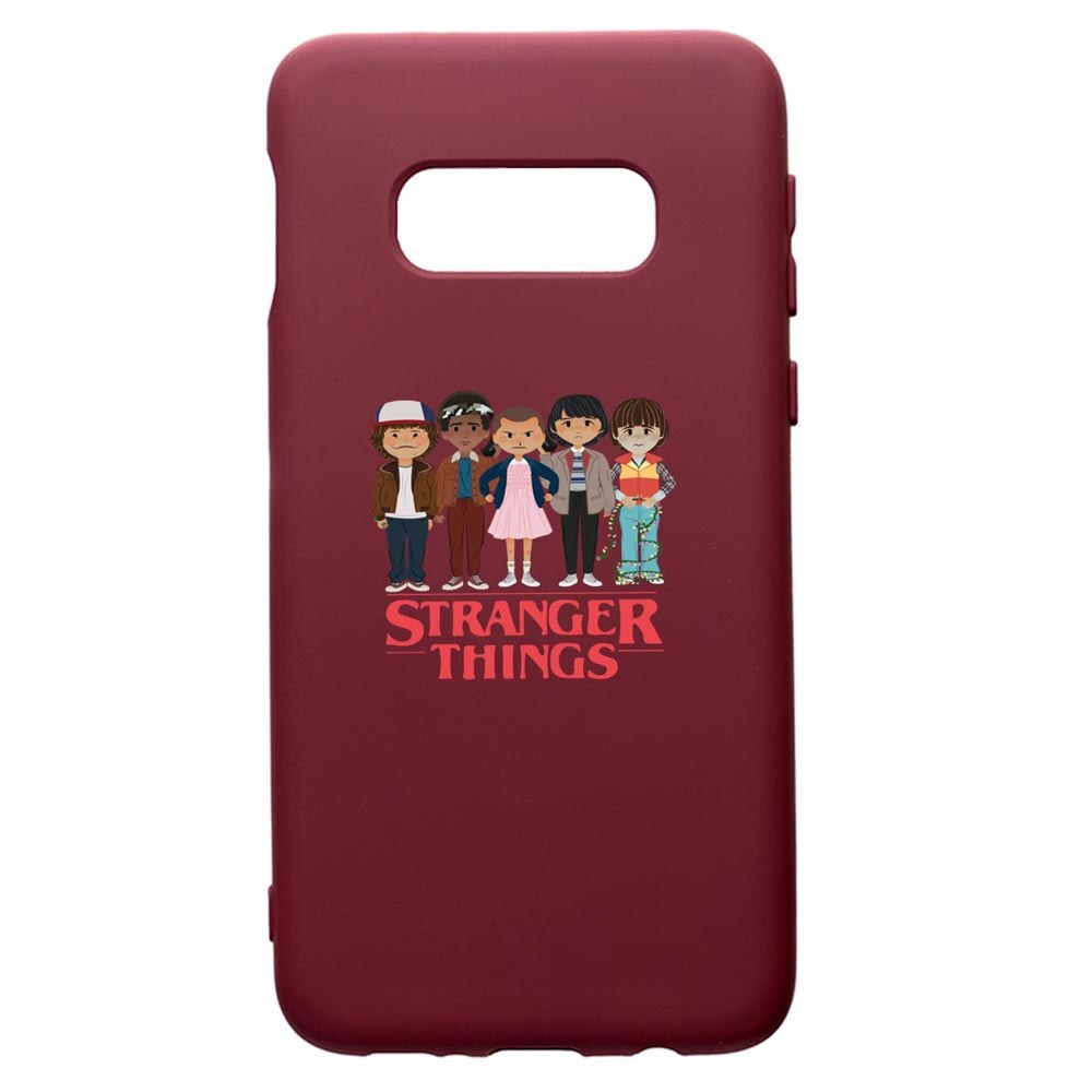 Husa Premium Silicon compatibila cu Samsung Galaxy S10E, Stranger Things, cu interiorul din material textil, protectie camera, Burgundy, PBR722
