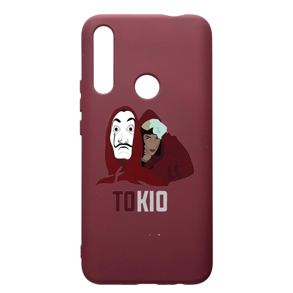 Husa Premium Silicon compatibila cu Huawei P Smart Z, La Casa De Papel - Tokyo, cu interiorul din material textil, protectie camera, Burgundy, PBR710
