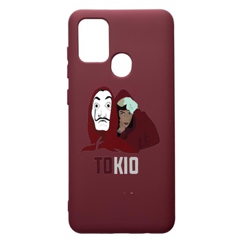 Husa Premium Silicon compatibila cu Samsung Galaxy A21S, La Casa De Papel - Tokyo, cu interiorul din material textil, protectie camera, Burgundy, PBR710 Husa Premium Silicon compatibila cu Samsung Galaxy A21S, La Casa De Papel - Tokyo, cu interiorul din material textil, protectie camera, Burgundy, PBR710