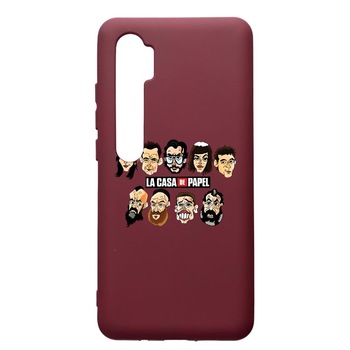 Husa Premium Silicon compatibila cu Xioami Mi Note 10, La Casa De Papel, cu interiorul din material textil, protectie camera, Burgundy, PBR713 Husa Premium Silicon compatibila cu Xioami Mi Note 10, La Casa De Papel, cu interiorul din material textil, protectie camera, Burgundy, PBR713
