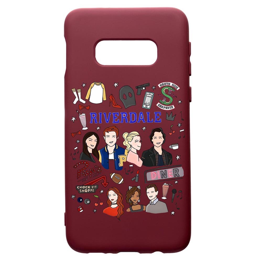 Husa Premium Silicon compatibila cu Samsung Galaxy S10E, Riverdale, cu interiorul din material textil, protectie camera, Burgundy, PBR607
