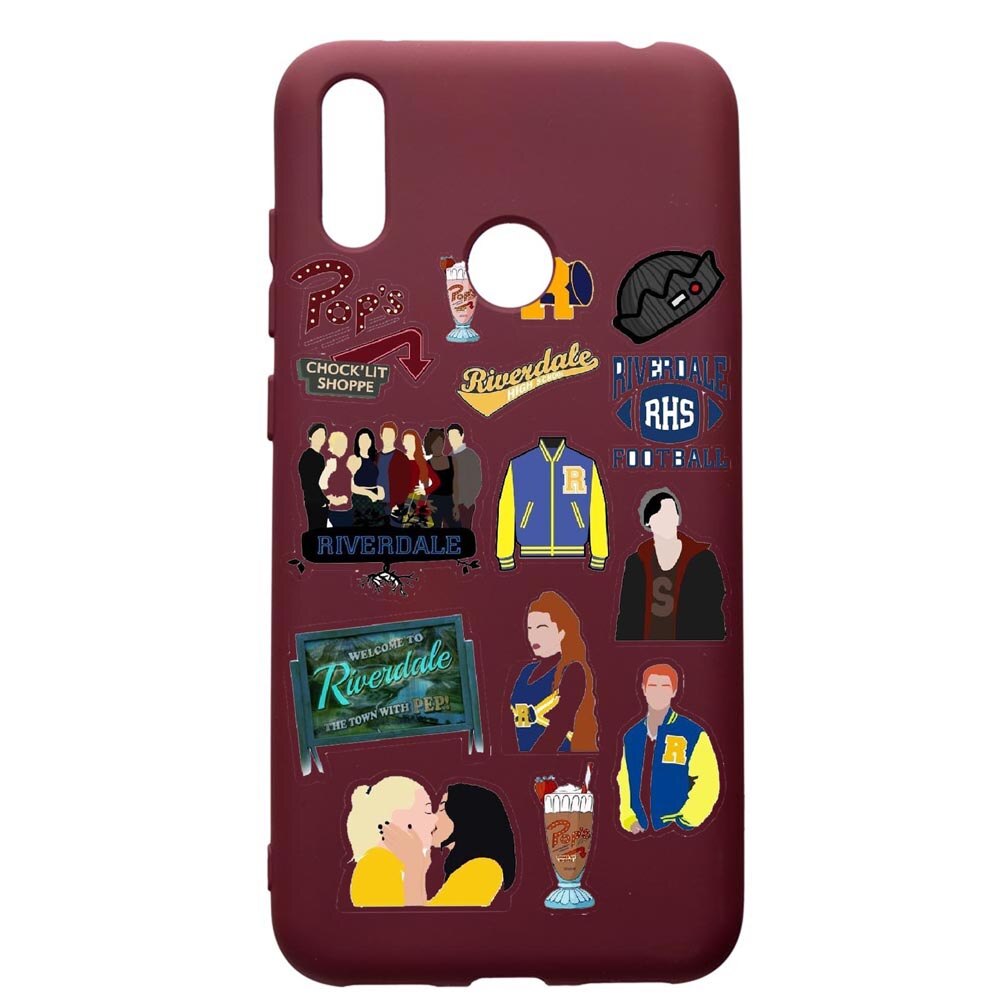 Husa Premium Silicon compatibila cu Huawei Y7 2019, Riverdale, cu interiorul din material textil, protectie camera, Burgundy, PBR608