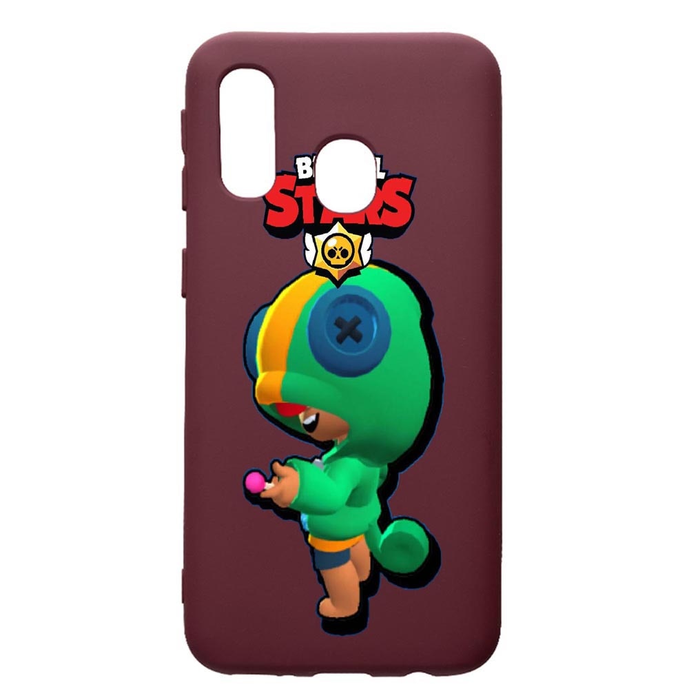 Husa Premium Silicon compatibila cu Samsung Galaxy A20E, Brawl Stars Leon, cu interiorul din material textil, protectie camera, Burgundy, PBR648