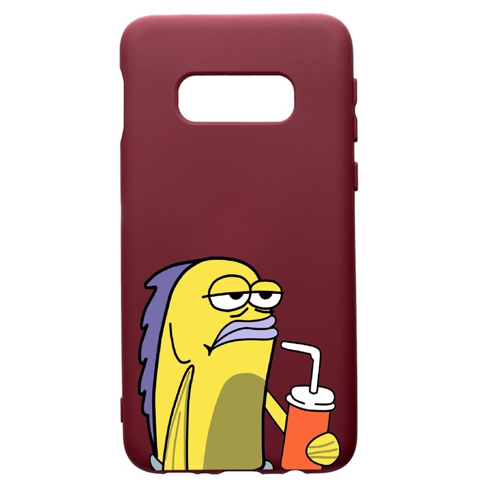 Husa Premium Silicon compatibila cu Samsung Galaxy S10E, Meme, cu interiorul din material textil, protectie camera, Burgundy, PBR652