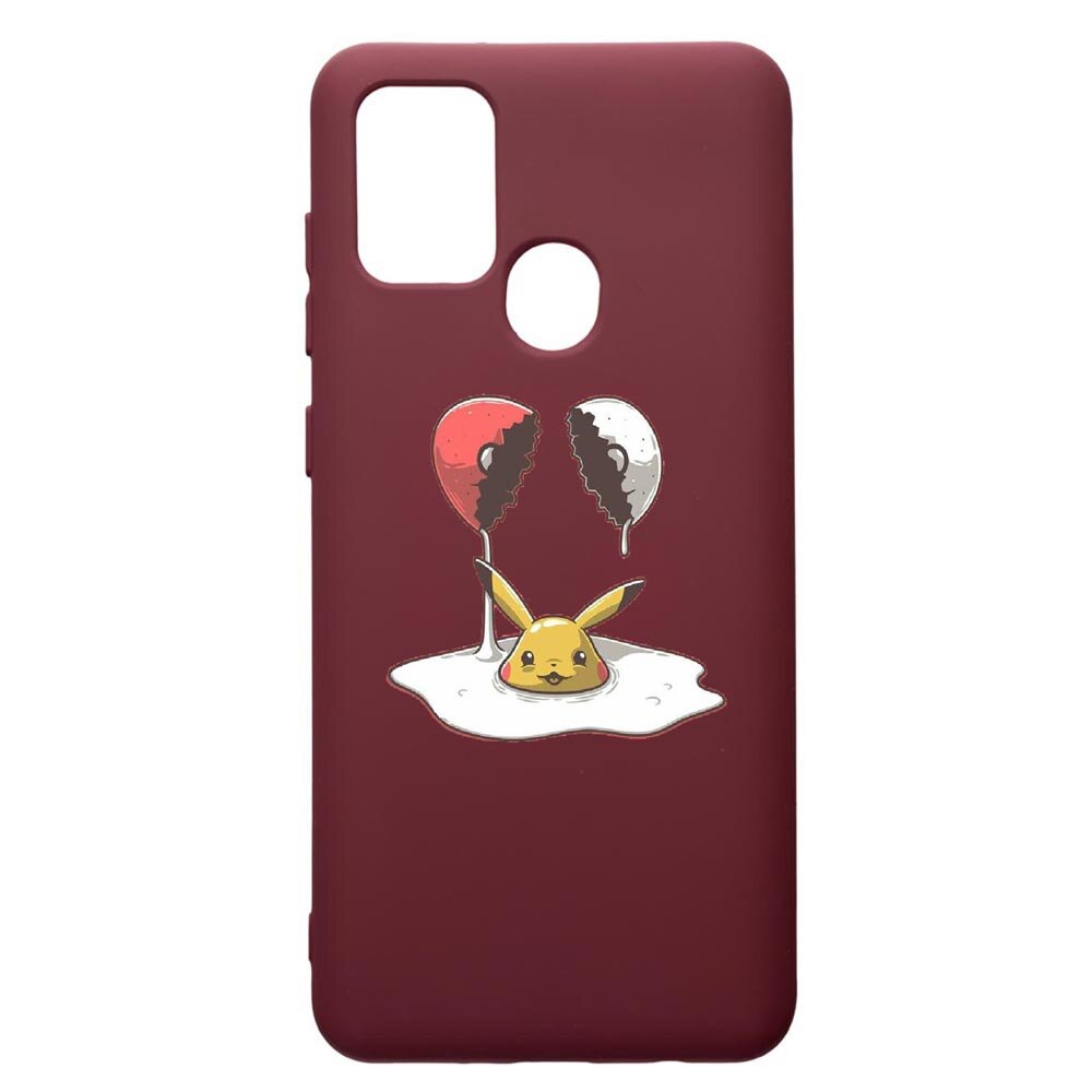 Husa Premium Silicon compatibila cu Samsung Galaxy A21S, Meme, cu interiorul din material textil, protectie camera, Burgundy, PBR656