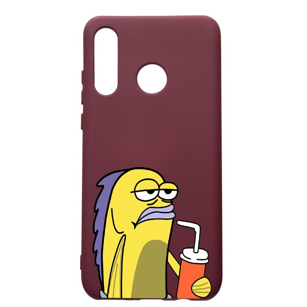 Husa Premium Silicon compatibila cu Huawei P30 Lite, Meme, cu interiorul din material textil, protectie camera, Burgundy, PBR652