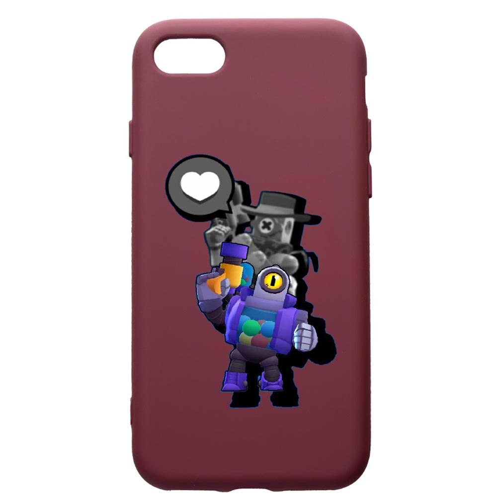 Husa Premium Silicon compatibila cu Apple iPhone SE 2 / iPhone 8 / iPhone 7, Brawl Stars Ricochet, cu interiorul din material textil, protectie camera, Burgundy, PBR650