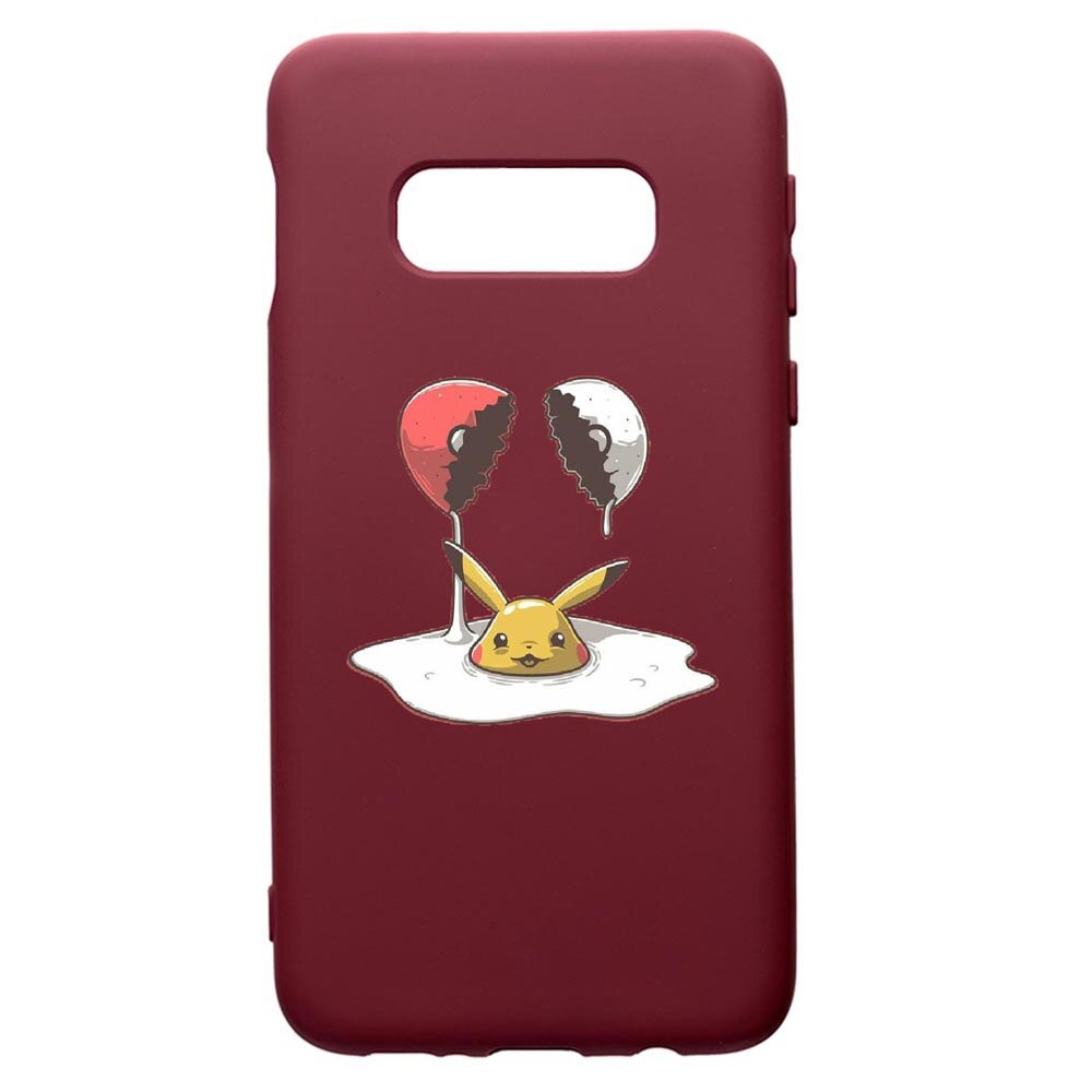 Husa Premium Silicon compatibila cu Samsung Galaxy S10E, Meme, cu interiorul din material textil, protectie camera, Burgundy, PBR656