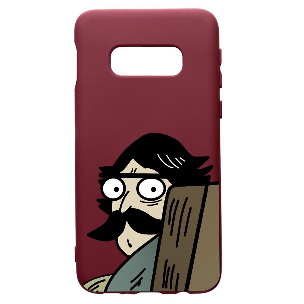 Husa Premium Silicon compatibila cu Samsung Galaxy S10E, Meme, cu interiorul din material textil, protectie camera, Burgundy, PBR653