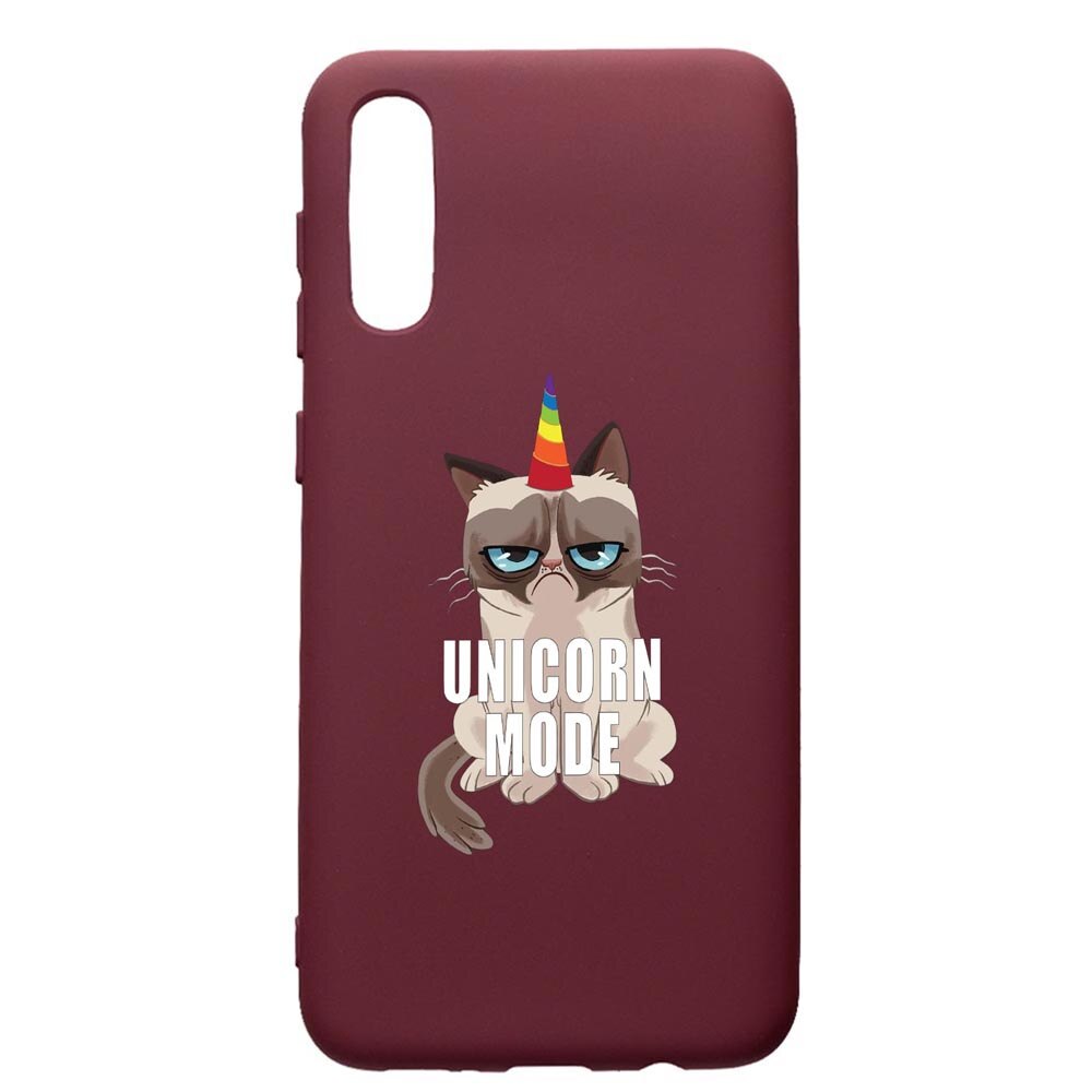Husa Premium Silicon compatibila cu Samsung Galaxy A30S, Meme - Gumpy Unicorn Mode, cu interiorul din material textil, protectie camera, Burgundy, PBR654